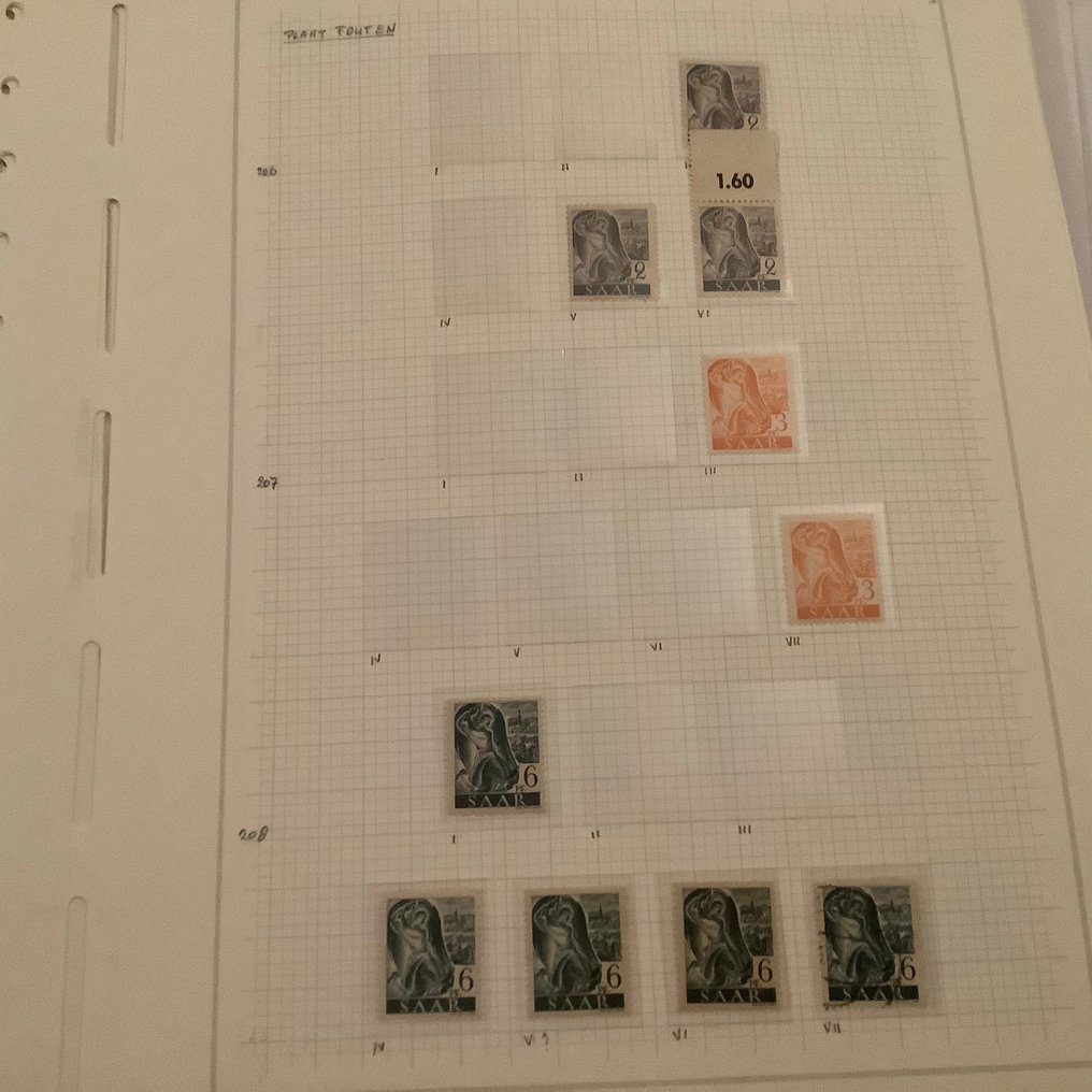 Saarland 1947/1949 - Drei Bände übervollständig mit Plattenfehlern, ZS, Br, Buchstaben, Maximumkarten usw - Michel 206;288 #3.2