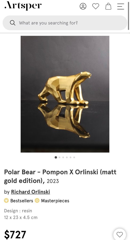 Richard Orlinski (1966) - Γλυπτό, Ours Pompon - Gold - 20 cm - Ρητίνη - 2020 #3.2