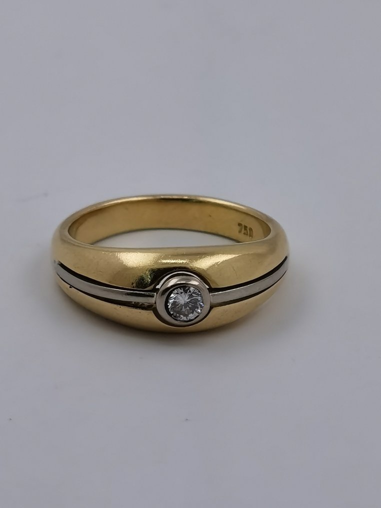 Ring - 18 kt Gult guld, Vittguld Diamant  (Natural) #1.1