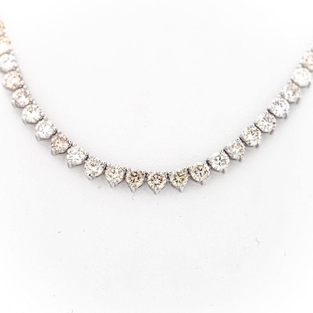 No Reserve Price - Necklace - 14 kt. White gold -  8.50ct. tw. Diamond  (Natural) #1.2