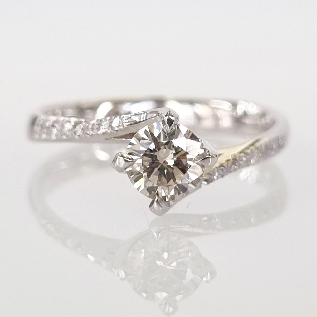 Engagement ring - 14 kt. White gold -  0.55ct. tw. Diamond  (Natural) - Diamond #1.1