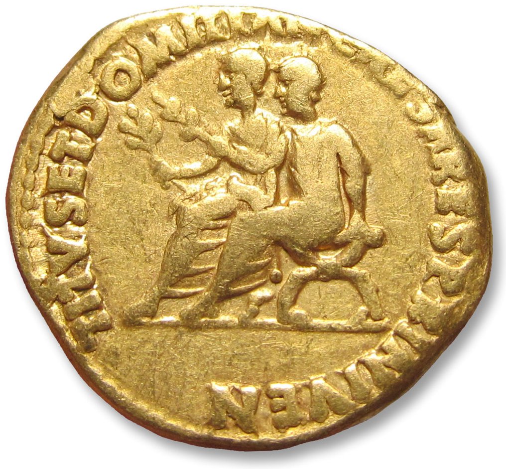 Impero romano. Vespasiano (69-79 d.C.). Aureus Lugdunum (Lyon) mint 71 A.D. - Titus & Domitian reverse, rare/scarce issue #1.1