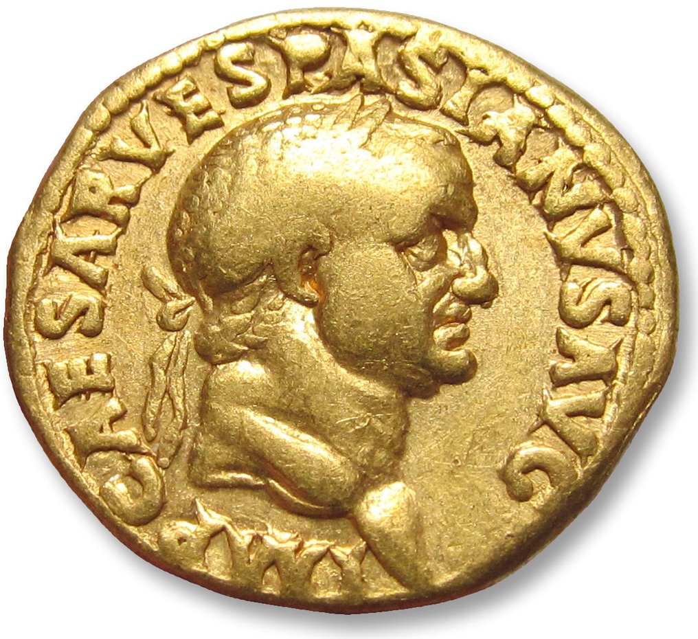 Romerska riket. Vespasian (AD 69-79). Aureus Lugdunum (Lyon) mint 71 A.D. - Aeqvitas standing left - #1.1