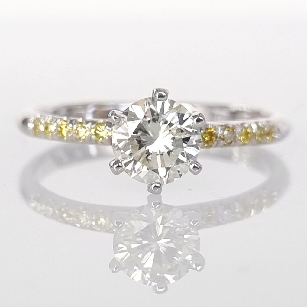 Anel - 14 K Ouro branco -  0.80ct. tw. Diamante  (Natural) - Diamante #1.1