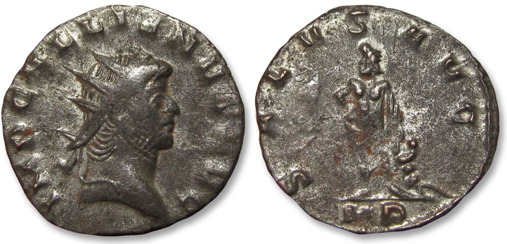 罗马帝国. 加利纳斯 （253-268）. Antoninianus Group of 2x antoniniani: Milan mint (SALVS AVG, scarce) + Rome mint (VBERITAS AVG, Є) #2.1