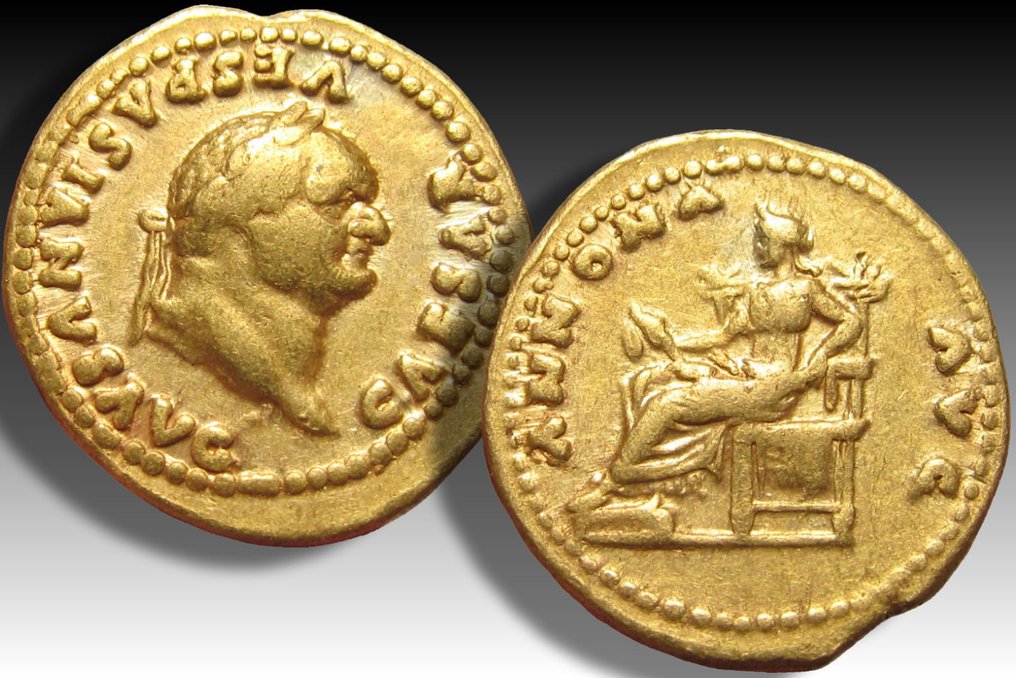 Impero romano. Vespasiano (69-79 d.C.). Aureus Rome mint 77-78 A.D. - ANNONA AVG reverse - nicely centered #2.1