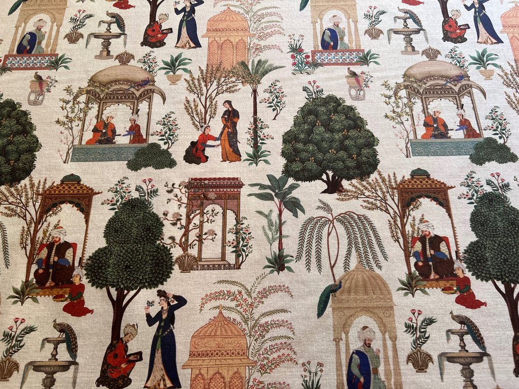 Raro ed esclusivo cotone tema paesaggio indiano ! - Upholstery fabric  - 300 cm - 280 cm #2.1