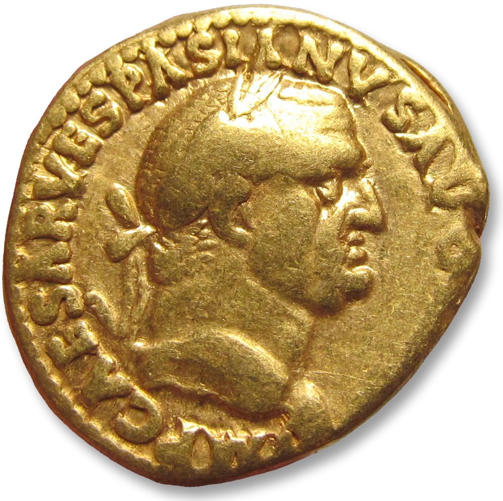 Romerska riket. Vespasian (AD 69-79). Aureus Lugdunum (Lyon) mint 71 A.D. - Titus & Domitian reverse, rare/scarce issue #1.2