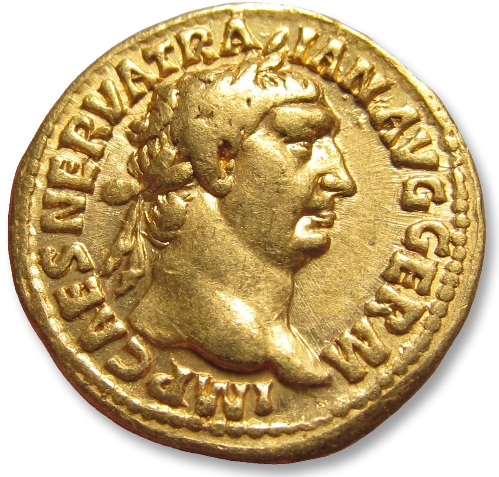 Cesarstwo Rzymskie. Trajan (AD 98-117). Aureus Rome mint 98-99 A.D. - Roma seated left - scarcer type #1.1