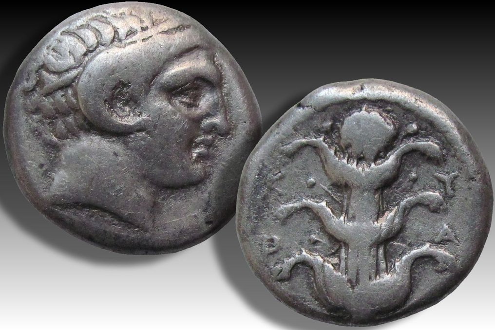昔兰尼加， 凯雷内. Didrachm time of Magas circa 294-275 B.C. - EX CNG Triton XXVI, with auction ticket #2.1