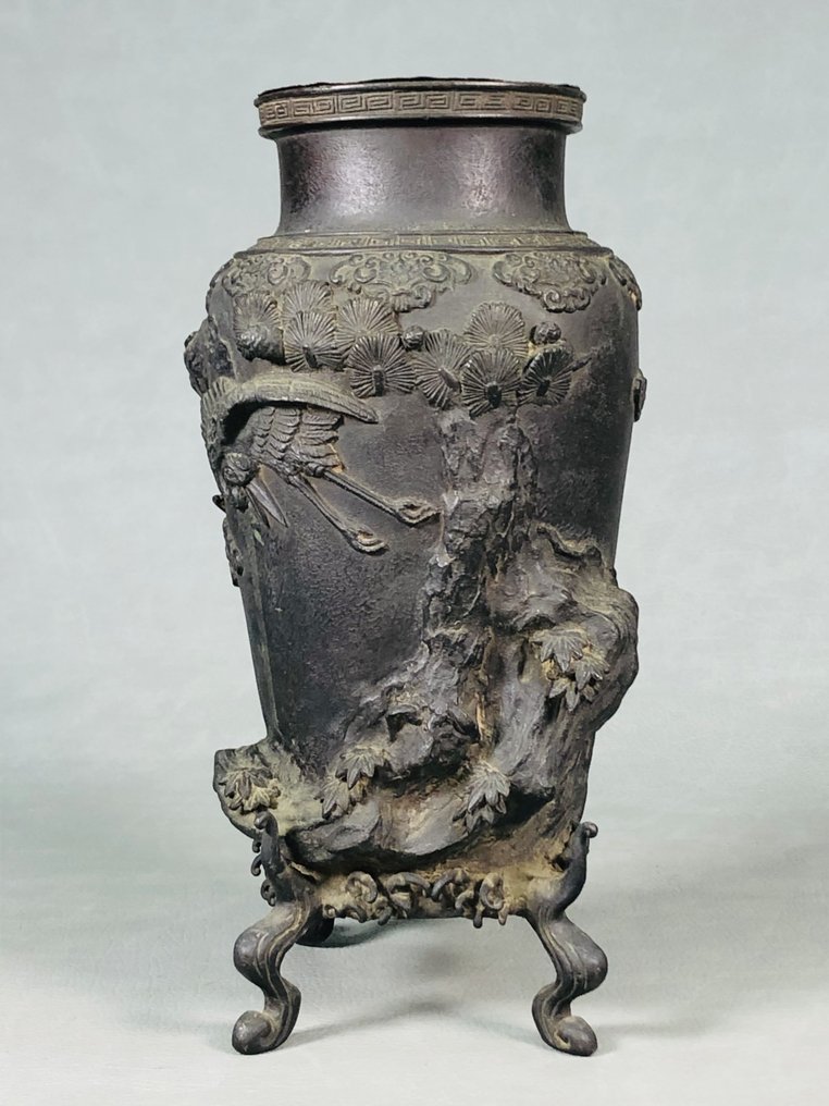 Vase 花器 planter - Jardinière - Contrassegnato con "Seimin ju" 整珉鋳 - Bronzo #2.1