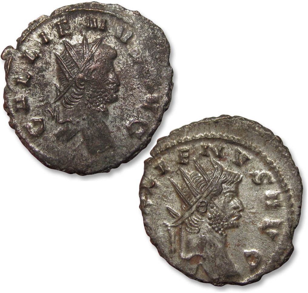 Römisches Reich. Gallienus (253-268 n.u.Z.). Antoninianus Group of 2x antoniniani: both Rome mint, SECVRIT PERPET reverse + ABVNDANTIA AVG reverse - #1.1