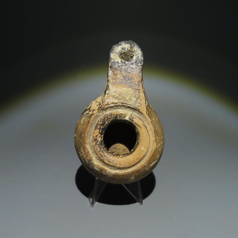 Grecia Antică TeracotÄƒ Lampă cu ulei. secolele III-II î.Hr. 10,5 cm lungime. #1.1