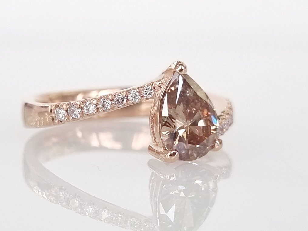 Koktél gyűrű - 14 kt. Rózsa arany -  1.09ct. tw. Gyémánt  (Természetes) - Gyémánt #2.1