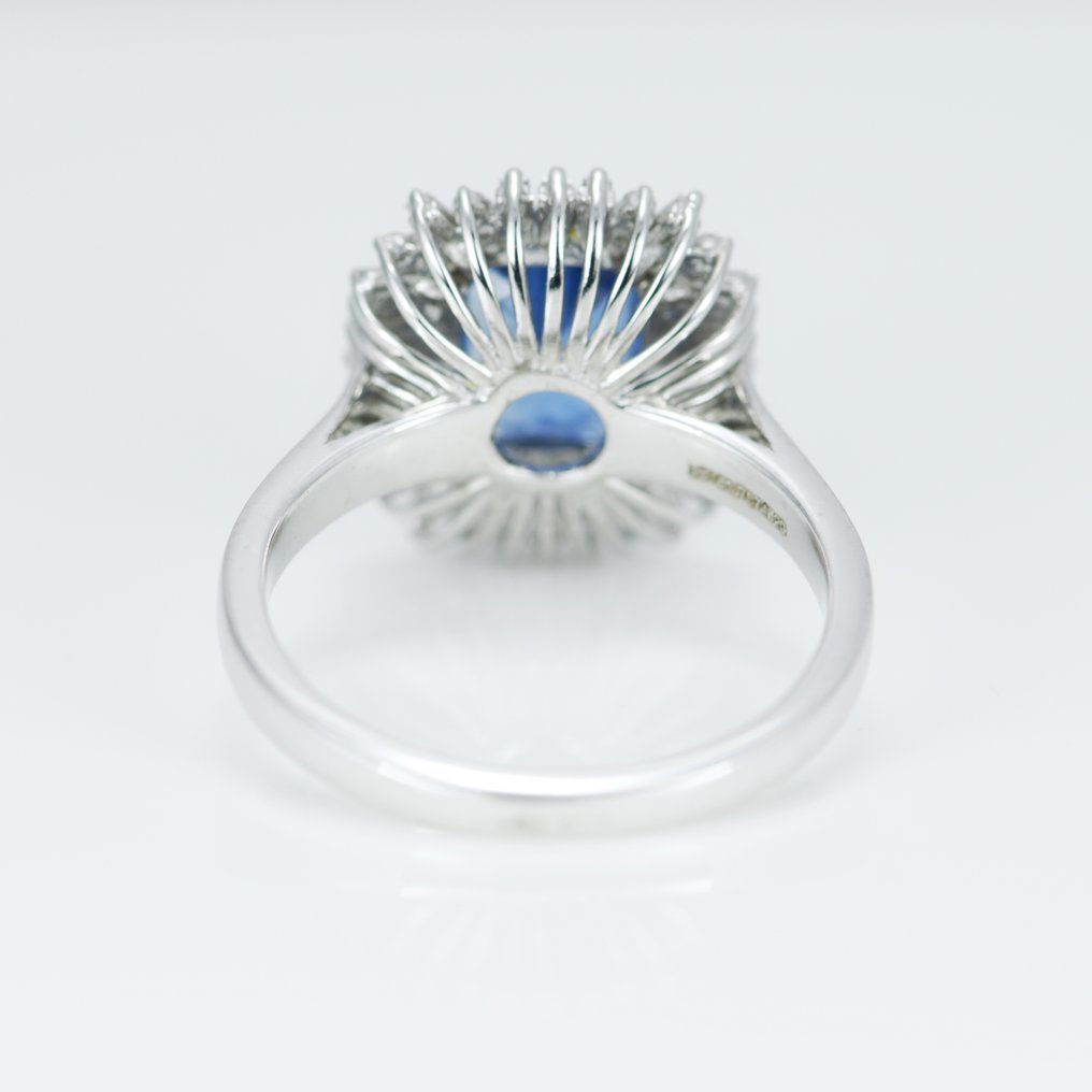 戒指 鉑金 -  2.90ct. tw. 藍寶石 - 鉆石 - 無熱藍寶石戒指 #3.2