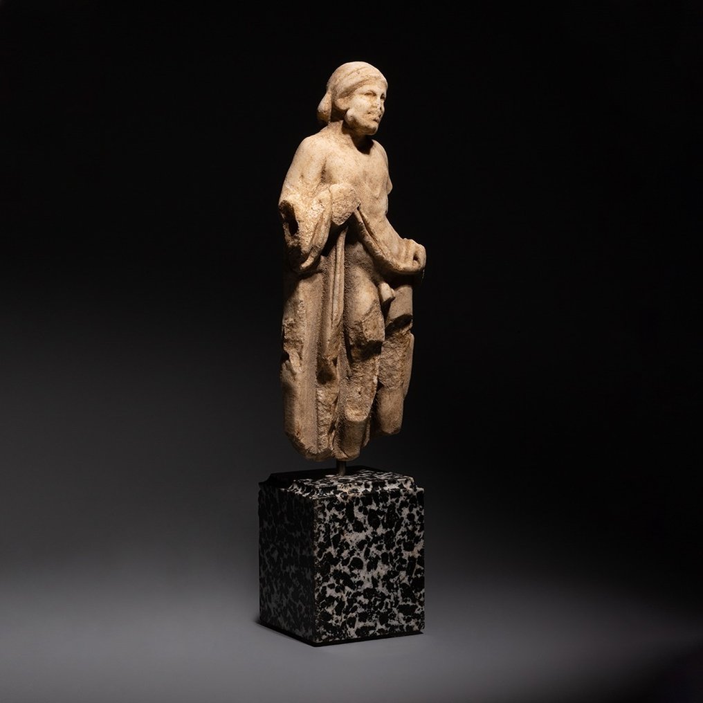 Grec antique mycénien Marbre Sculpture Priape. IIe - Ier siècle avant JC. 24 cm de hauteur. Licence d'exportation espagnole #2.1