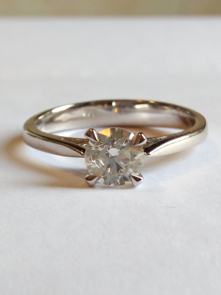 Ring - 14 kt. White gold Diamond  (Natural) #1.1