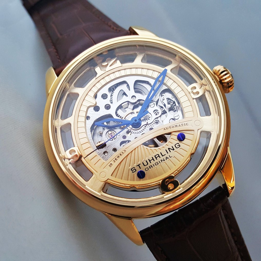 Stuhrling Original Automatic Golden Bridge Skeleton No Reserve Price Men New auction online Catawiki