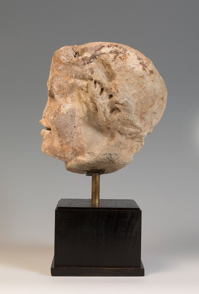 古罗马 大理石 萨特的头。公元一至三世纪。 30 厘米高。西班牙出口许可证。 #2.1