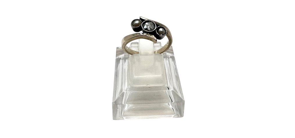 Ingen mindstepris - Ring Gulguld Diamant  (Natur) - Perle #2.1