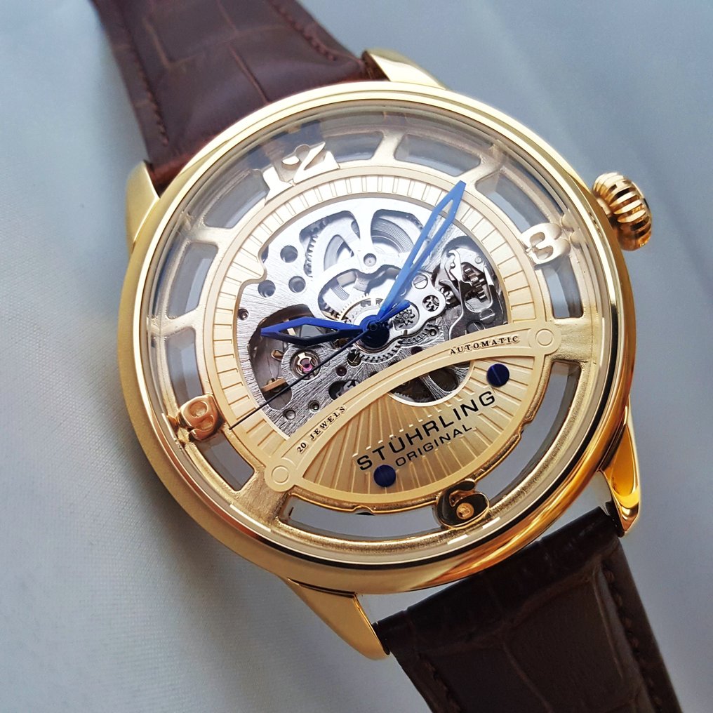 Stuhrling Original Automatic Golden Bridge Skeleton No Reserve Price Men New auction online Catawiki