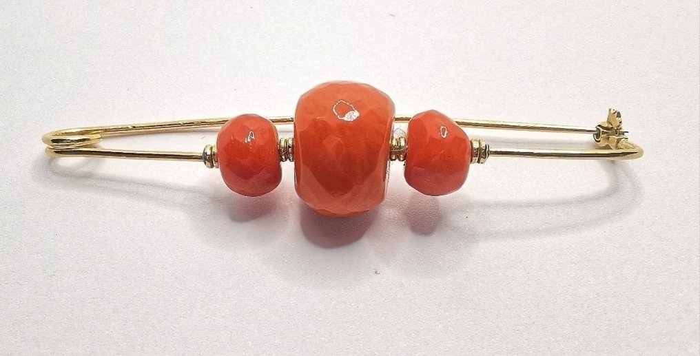 Brooch - 18 kt. Yellow gold Coral #2.1