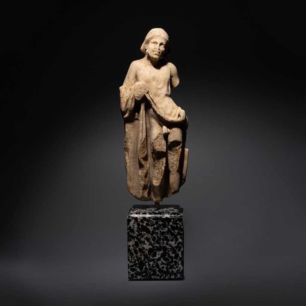 Altgriechisch Marmor Priapus-Skulptur. 2. - 1. Jahrhundert v. Chr. 24 cm hoch. Spanische Exportlizenz #1.2