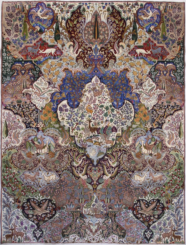 Jardin d'Eden original de Kashmar en fine laine de liège - Tapis - 389 cm - 296 cm #1.1