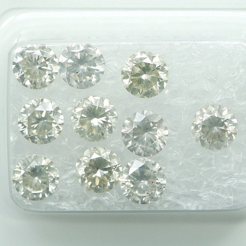 10 pcs Diamant  (Natur)  - 3.27 ct - I1 - Gem Report Antwerp (GRA) #1.1