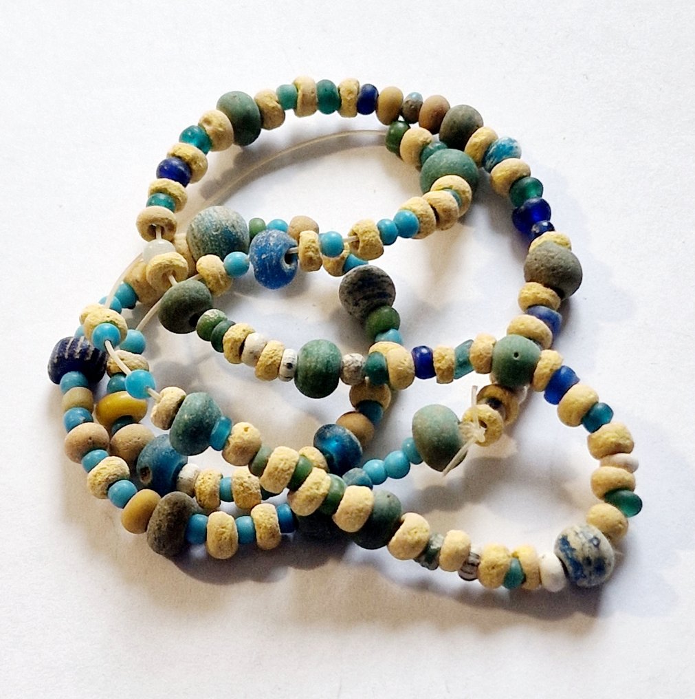 Ancient Khmer, Pre-Angkor Multicolor Archaic Glass Necklace Beads - 50 cm #1.1