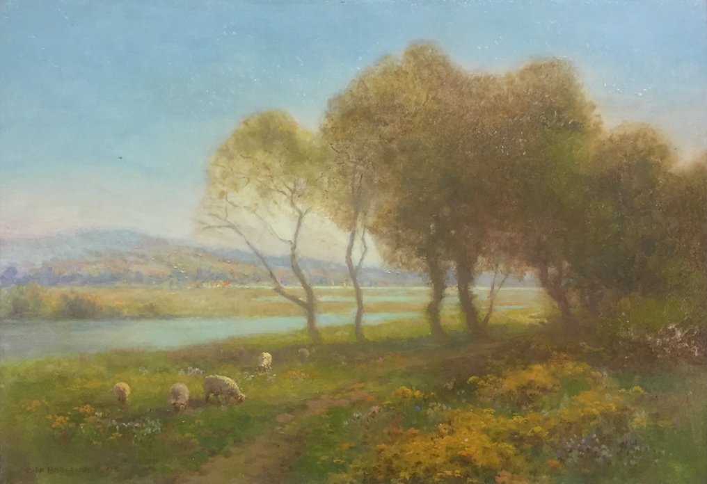 Ernest William Haslehurst (1866-1949) - Paesaggio a Saltings, presso Wareham nel Dorset #1.0