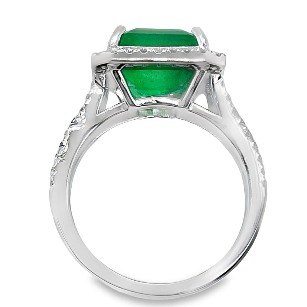 Ring - 14 kt Vittguld -  6.10 tw. Smaragd - Diamant #3.2