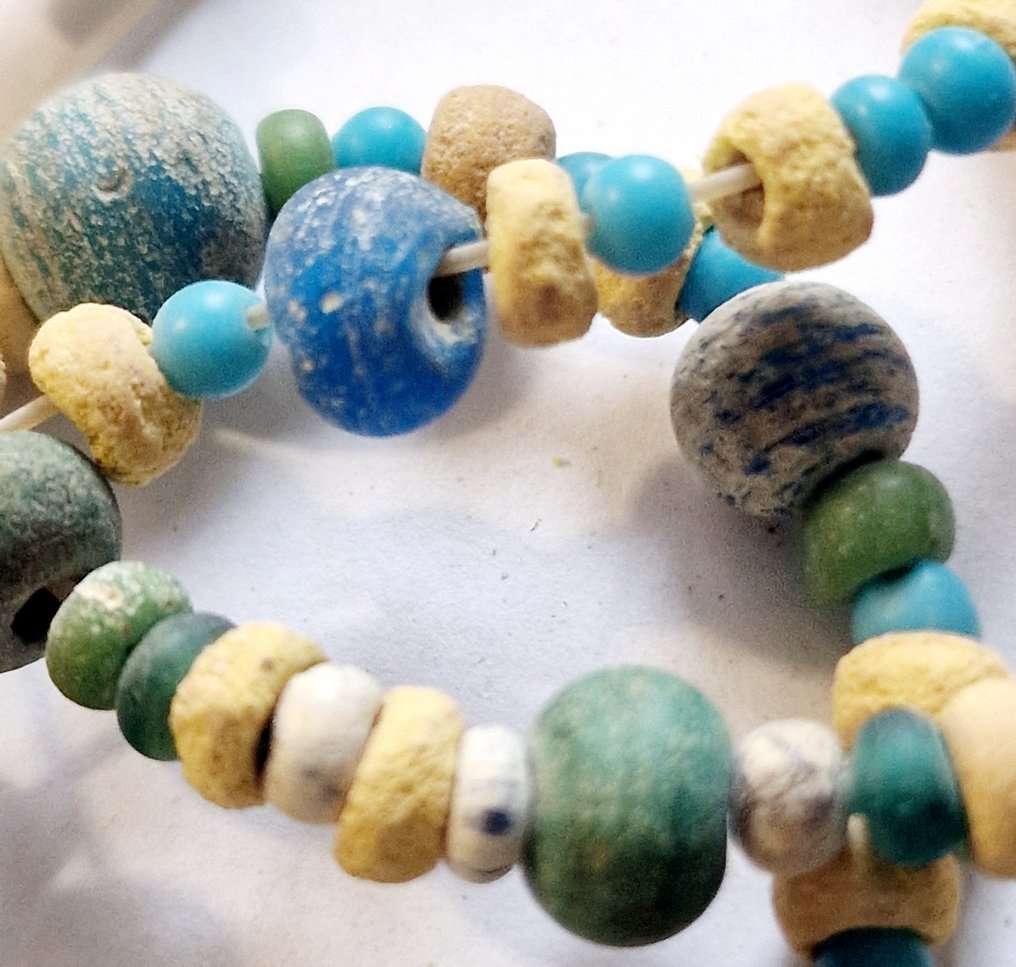 Ancient Khmer, Pre-Angkor Multicolor Archaic Glass Necklace Beads - 50 cm #2.1