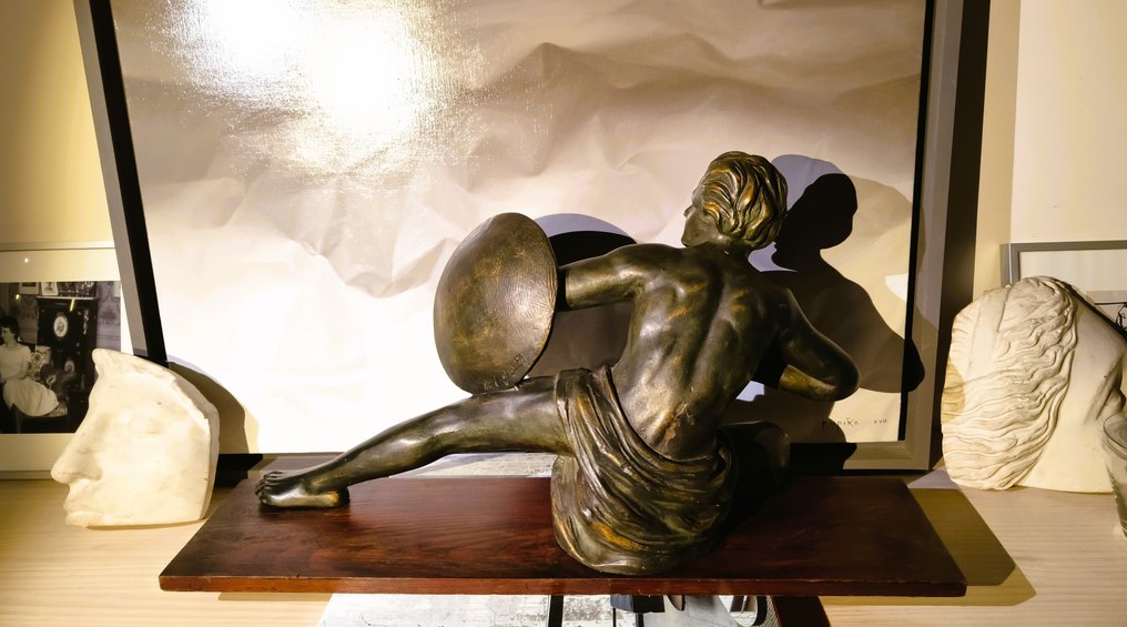 Skulptur, Héroe griego - 31 cm - Gips, Trä #2.1