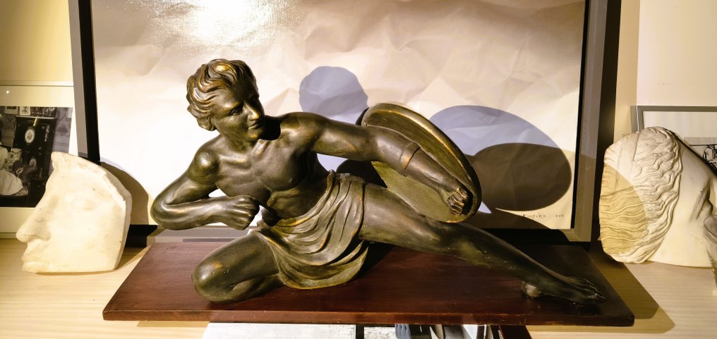 sculptuur, Héroe griego - 31 cm - Gips, Hout #3.1