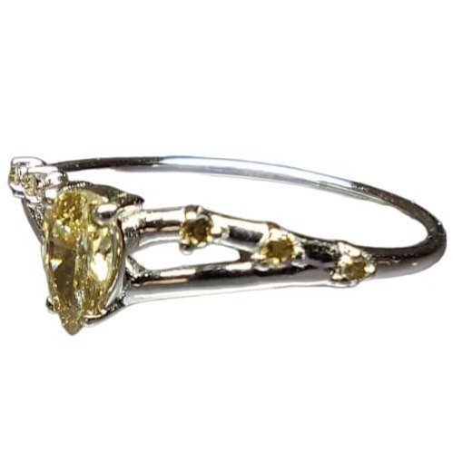 Ring - 14 kt Weißgold Gelb Diamant  (Natürlich farbig) - Diamant #1.2