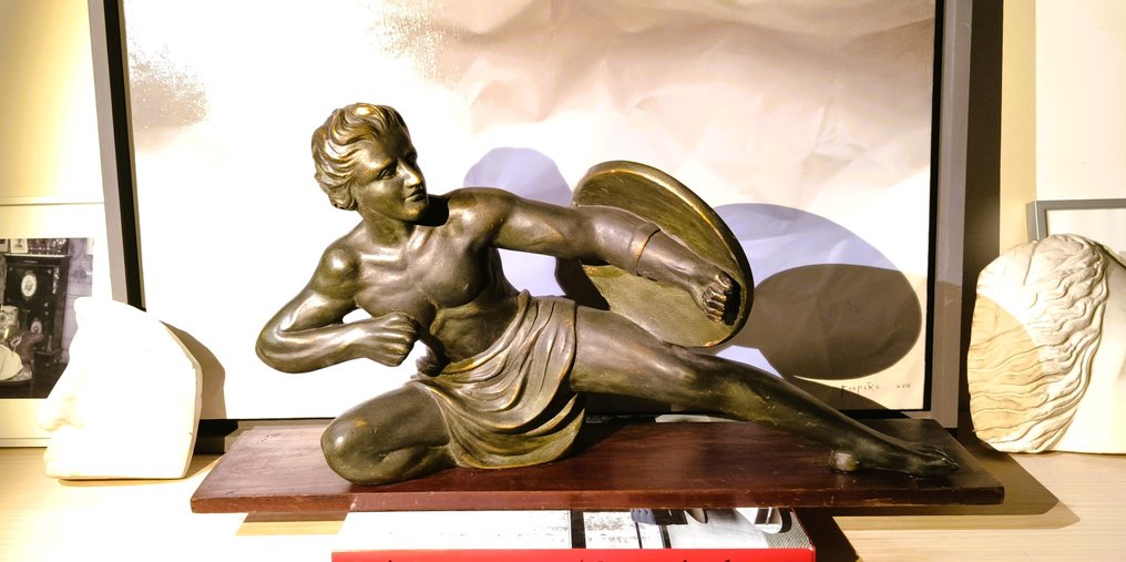 Sculpture, Héroe griego - 31 cm - Plaster, Wood #1.1