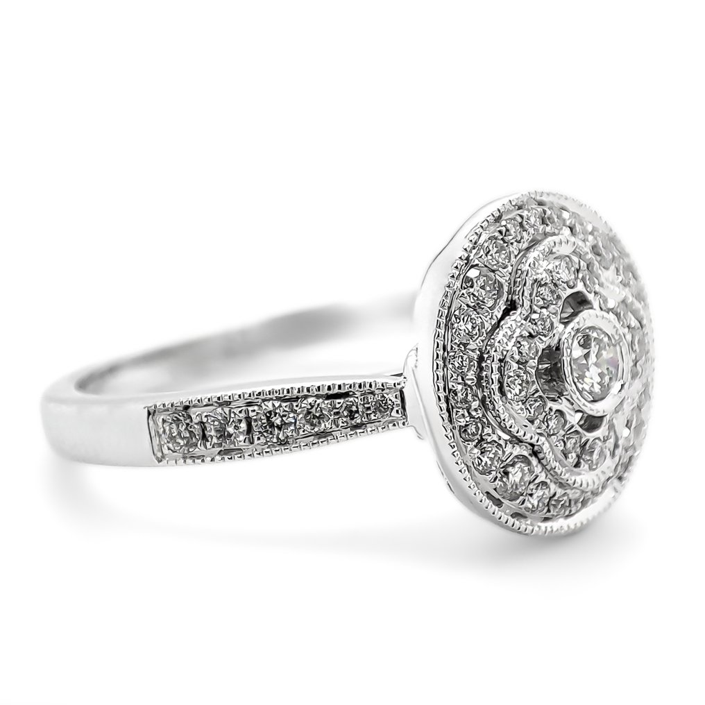Ring Vittguld -  0.72ct. tw. Diamant  (Natural) #2.1