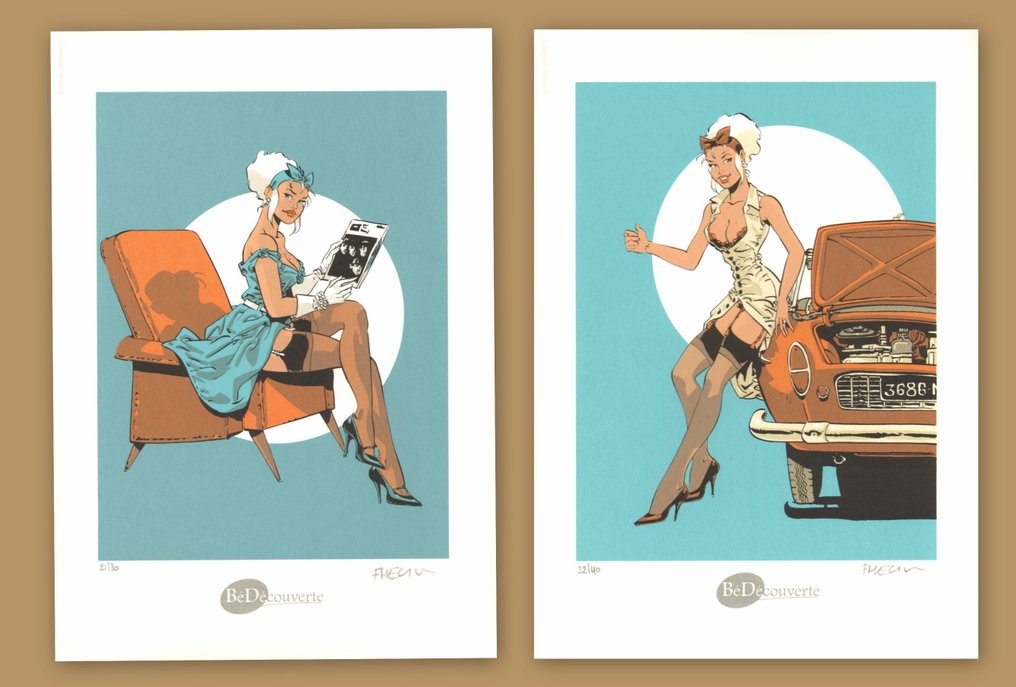 Meynet, Félix - 2 Ex Libris - Mirabelle - Voiture et Beatles - Sérigraphies - 2014 #1.0