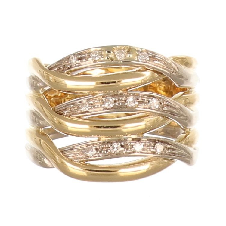 Δαχτυλίδι - 18 καράτια Κίτρινο χρυσό, Λευκός χρυσός -  0.12ct. tw. Διαμάντι #1.1