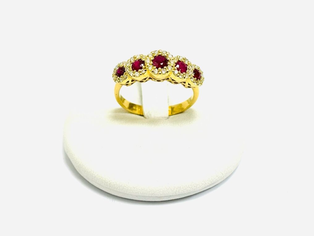 Δαχτυλίδι - 18 καράτια Κίτρινο χρυσό - 2.05ct. tw. Ρουμπίνι - Διαμάντι - Κατασκευασμένο στην Ιταλία #3.2