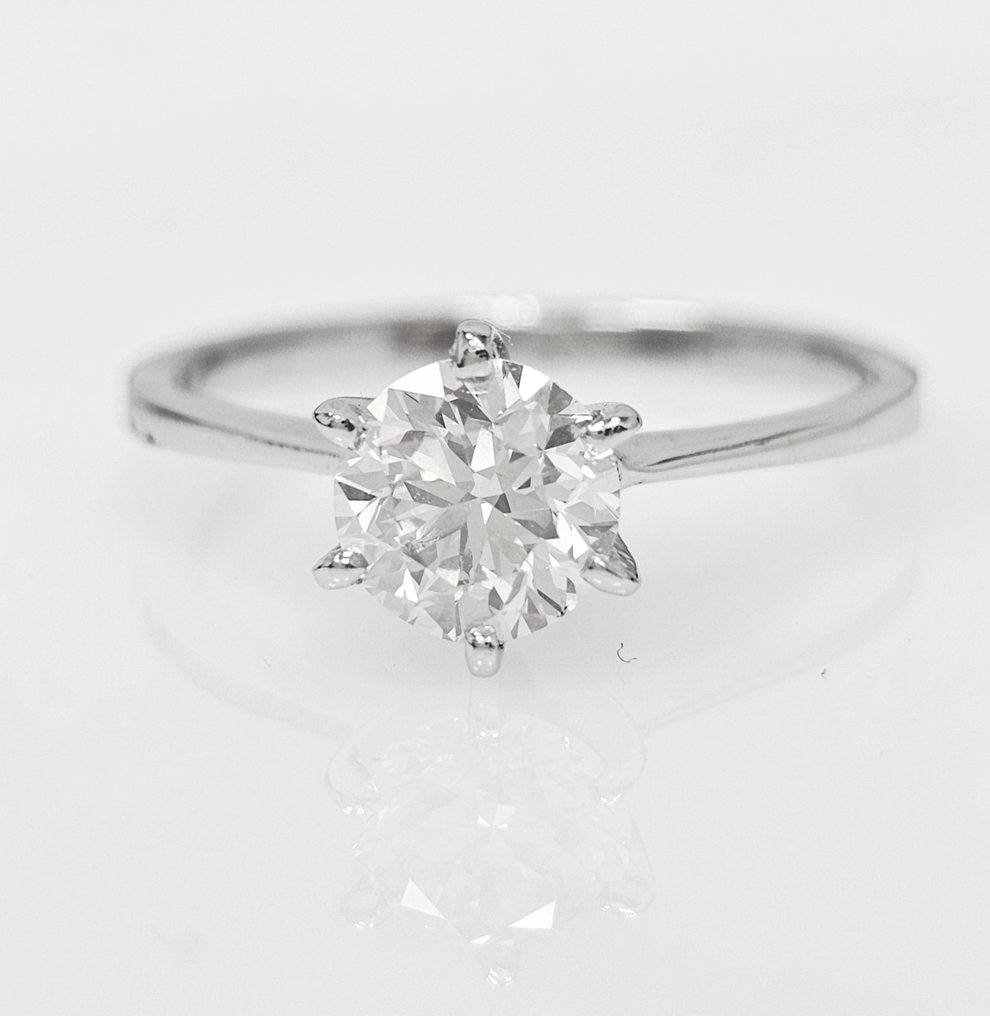 Ring Witgoud, 1,00 ct F/SI1 Diamant  (Natuurlijk) #1.1