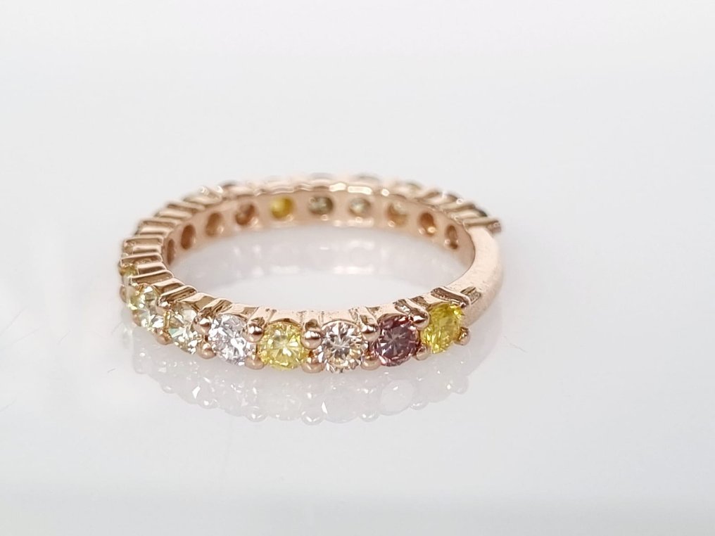 Δαχτυλίδι Ροζ χρυσό Ανάμεικτο κίτρινο Διαμάντι  (Φυσικού χρώματος) #2.2