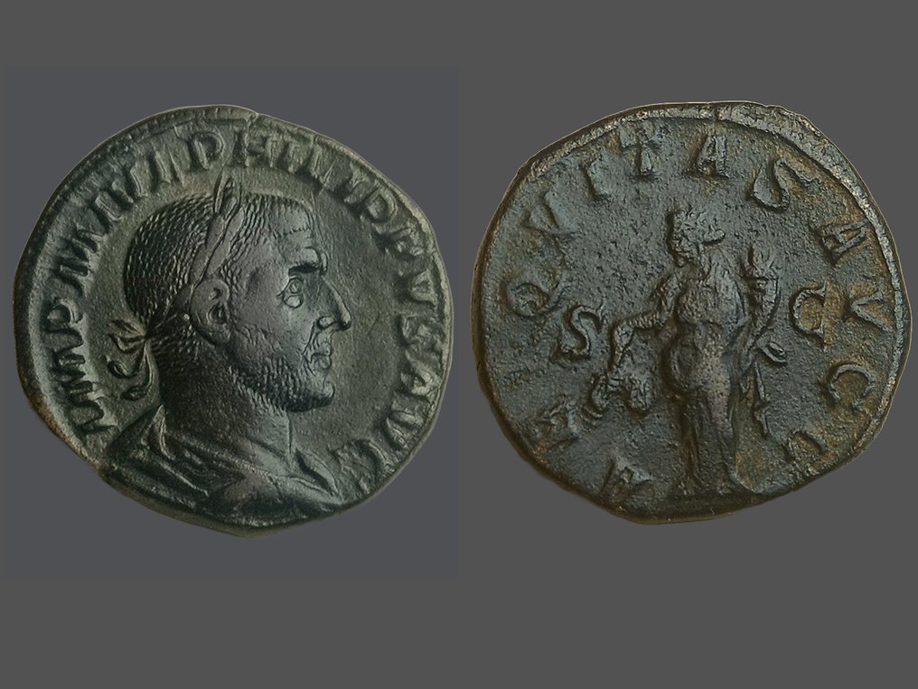Római Birodalom. I. Fülöp (AD 244-249). Sestertius Rome - Aequitas #3.1