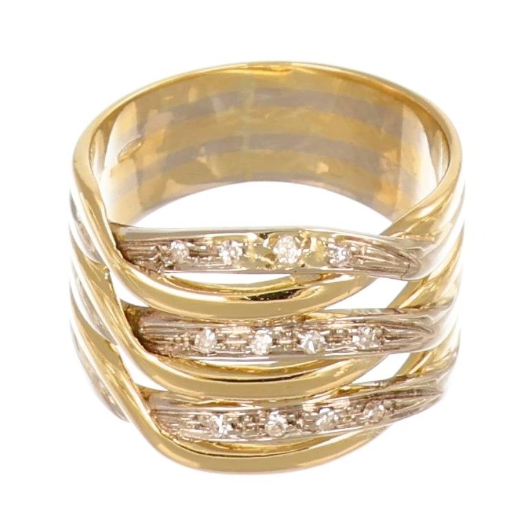 Δαχτυλίδι - 18 καράτια Κίτρινο χρυσό, Λευκός χρυσός -  0.12ct. tw. Διαμάντι #1.2