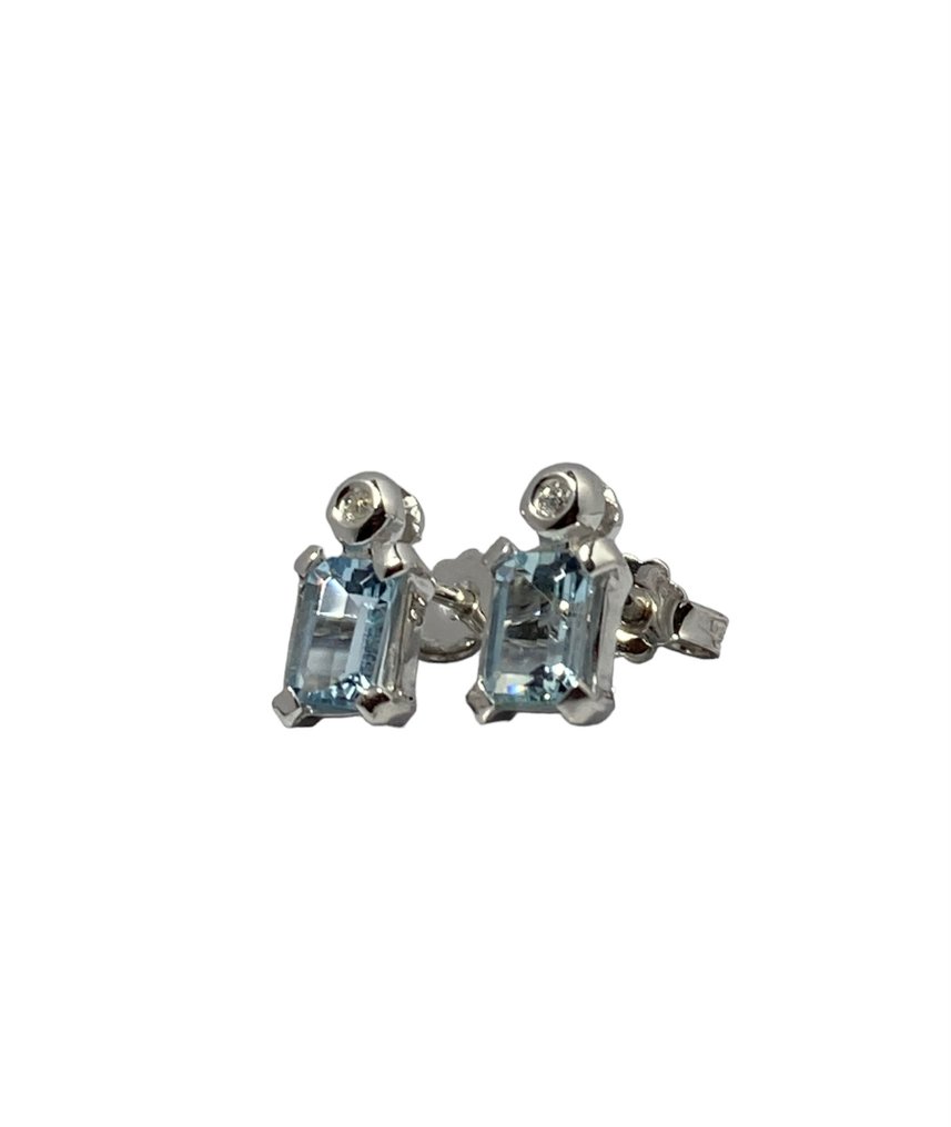 Pala Diamond - Boucles d'oreilles Or blanc Aigue-marine - Diamant #2.1