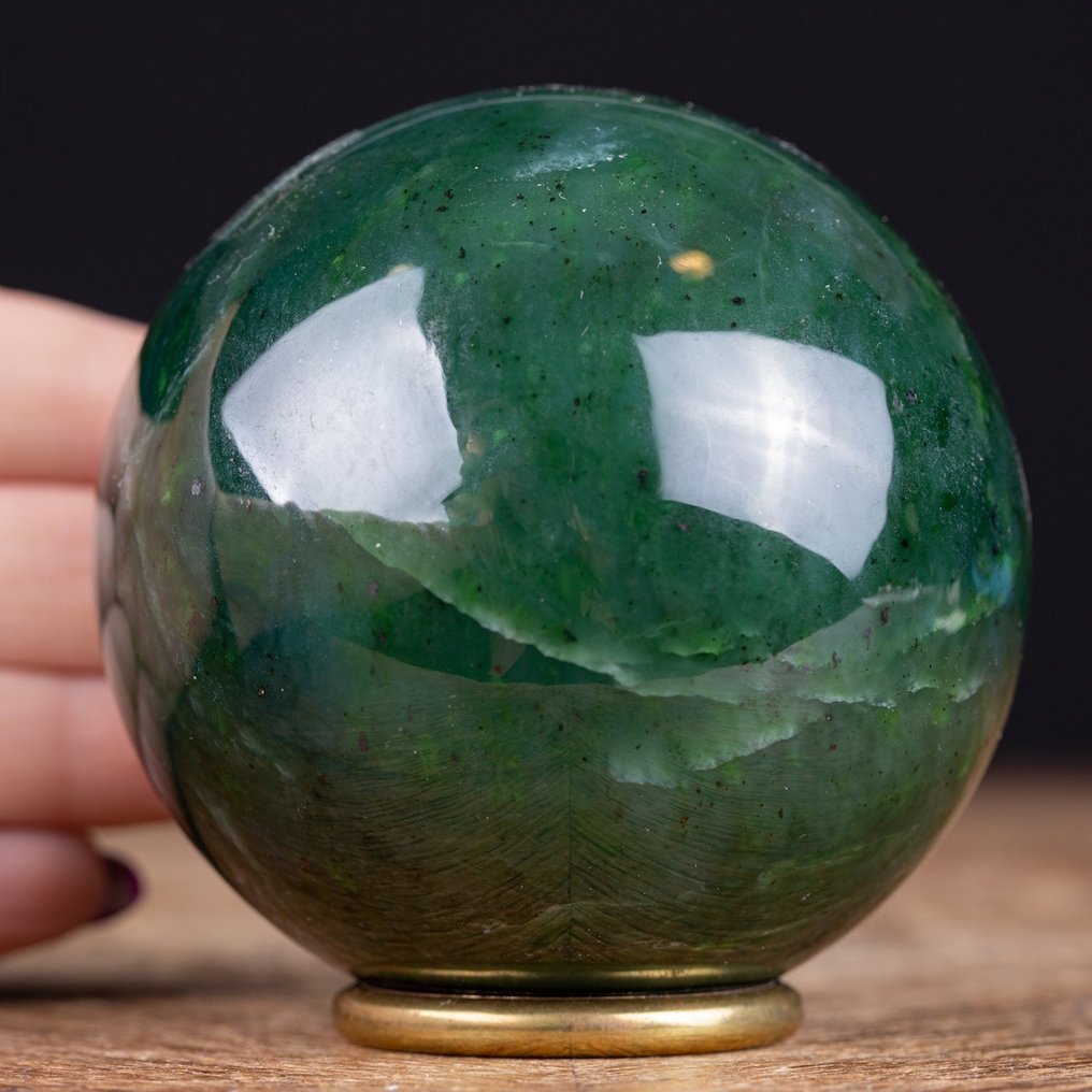 Nephrit-Jade erster Qualität Nephrit-Jade-Kugel. - Höhe: 77 mm - Breite: 77 mm- 727 g #1.1