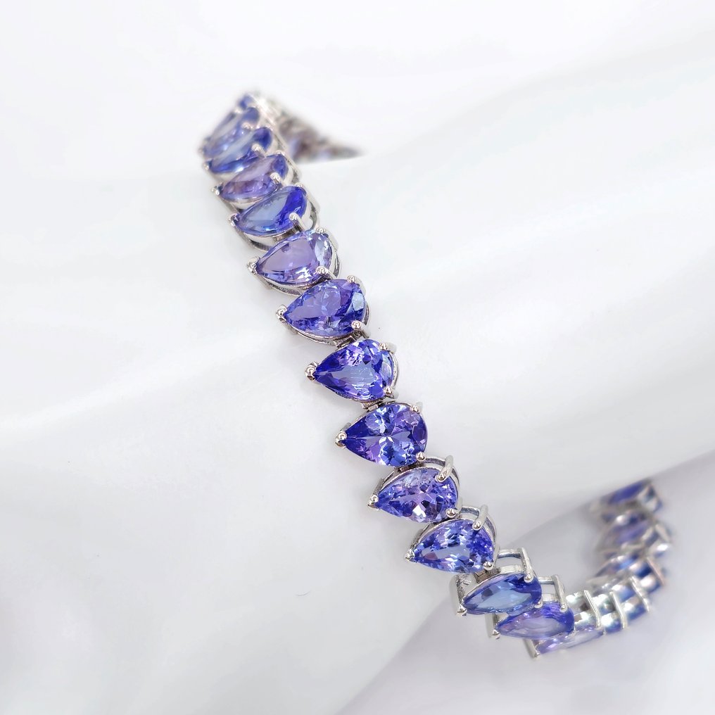 26.75 ct Purplish Blue Tanzanite Designer Tennis Bracelet - Armband Vittguld Tanzanit #2.1