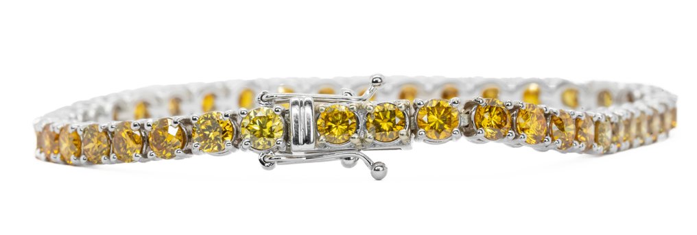 Armband - 18 kt Weißgold, N. Fancy Dunkelorange/Gelb -  9.50ct. tw. Diamant  (Natürlich farbig) #2.1