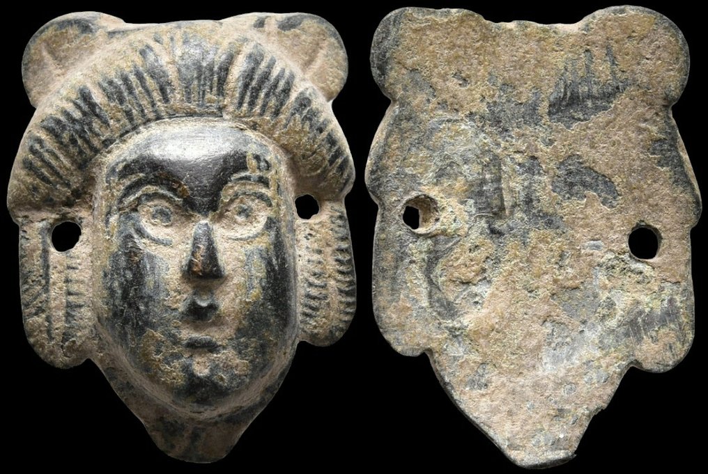Ókori római női arcot ábrázoló rátét Amulett  (Nincs minimálár) #1.1